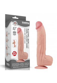 Телесный фаллоимитатор 12 King Sized Sliding Skin Dual Layer Dong - 31 см.