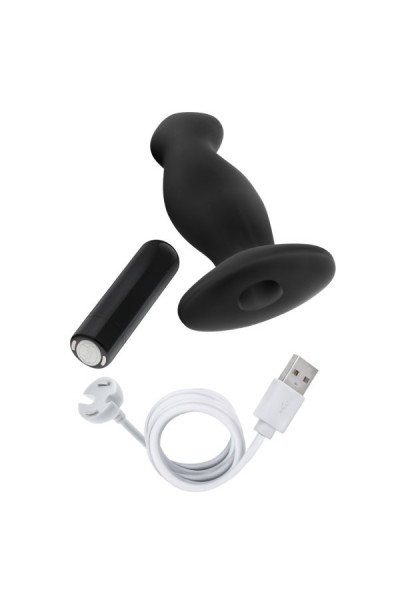 Черный анальный вибромассажёр Silicone Vibrating Prostate Massager 02 - 10,8 см.