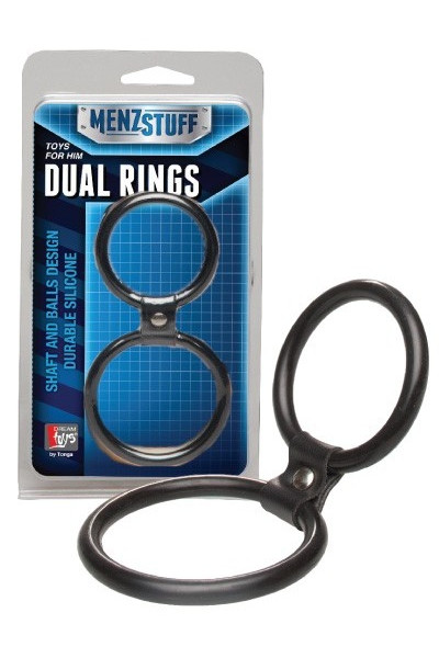 Чёрное двойное эрекционное кольцо Dual Rings Black