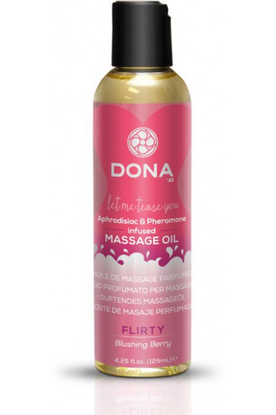 Массажное масло с феромонами DONA Flirty Blushing Berry - 125 мл.