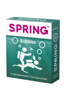 Презервативы SPRING BUBBLES с пупырышками - 3 шт.