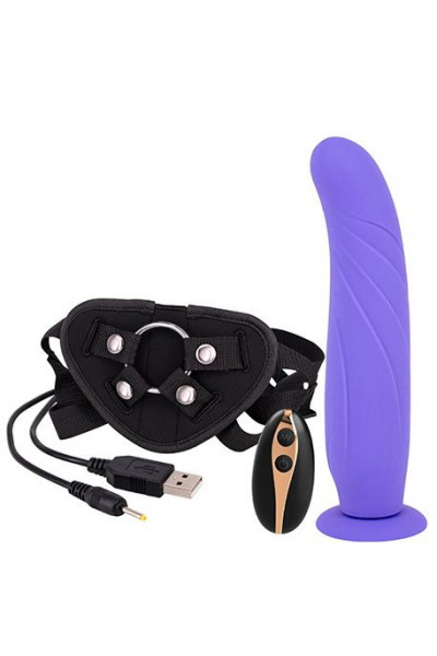 Фиолетовый вибрострапон 9INCH VIBRATION DILDO STRAP-ON - 24 см.