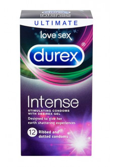 Рельефные презервативы со стимулирующей смазкой Durex Intense Orgasmic - 12 шт.