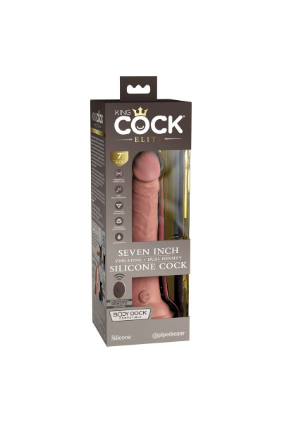 Телесный вибратор 7  Vibrating Silicone Dual Density Cock with Remote с пультом ДУ - 21 см.