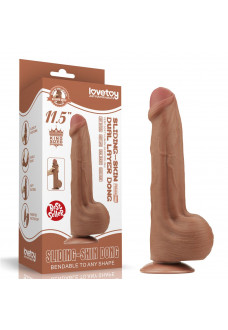 Коричневый фаллоимитатор 11.5 King Sized Sliding Skin Dual Layer Dong - 29 см.