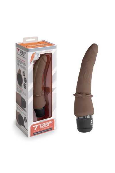 Коричневый анальный вибратор 7  Slim Anal Realistic Vibrator - 20 см.