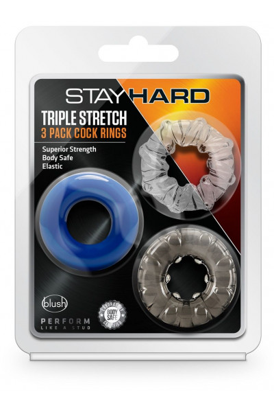 Набор из 3 эрекционных колец Triple Stretch 3 Pack Cock Rings