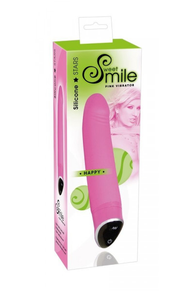 Розовый вибратор Smile Happy - 22 см.