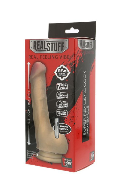 Реалистичны вибромассажёр на присоске REALSTUFF 6.5INCH VIBRATOR III - 16,5 см.