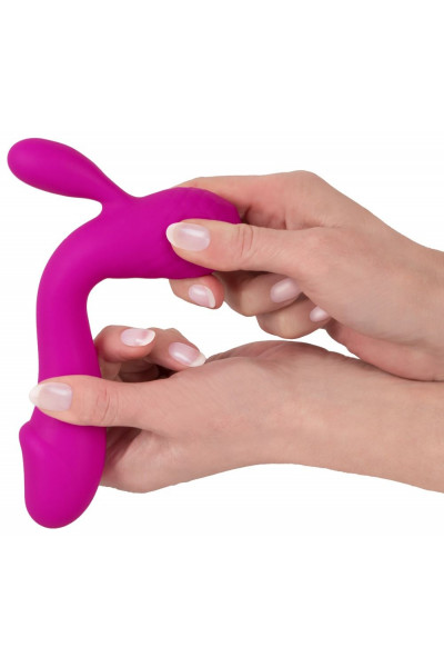 Лиловый вибратор-кролик Super Soft Silicone Rabbit Vibrator - 17,7 см.