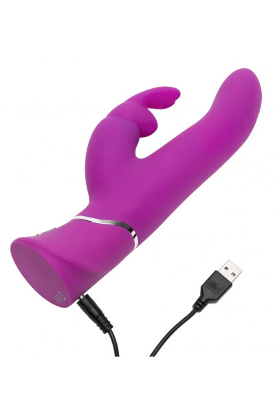 Лиловый вибратор Curve Thrusting Rechargeable Rabbit Vibrator - 24,1 см.