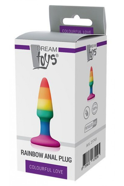 Разноцветная анальная втулка RAINBOW ANAL PLUG MINI - 9 см.