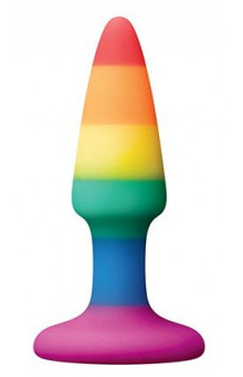 Разноцветная анальная втулка RAINBOW ANAL PLUG MINI - 9 см.