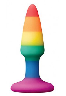 Разноцветная анальная втулка RAINBOW ANAL PLUG MINI - 9 см.