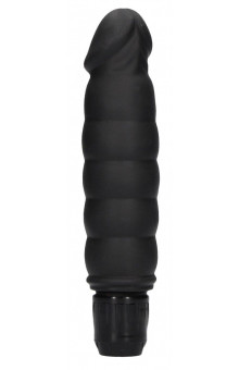 Черный вибромассажер Ribbed Multispeed Vibrator - 17 см.