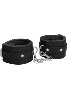 Черные поножи Plush Leather Ankle Cuffs