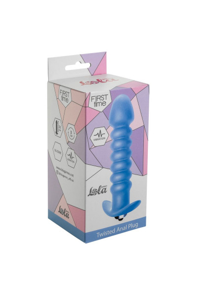 Голубая анальная вибропробка Twisted Anal Plug - 13 см.