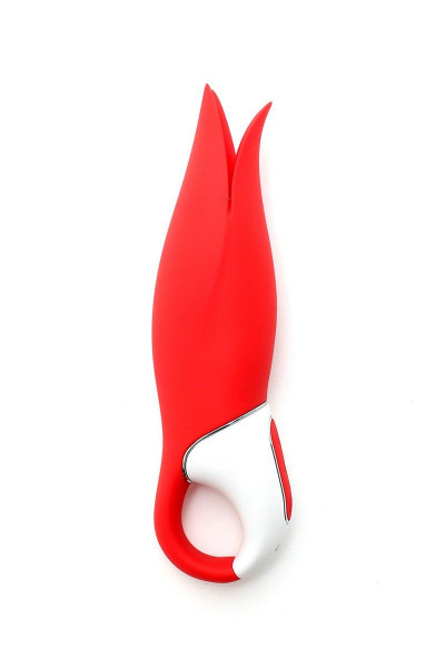 Красный вибратор Satisfyer Power Flower с лепестками - 18,8 см.