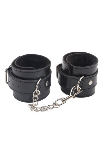 Черные оковы на ноги Obey Me Leather Ankle Cuffs