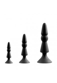 Набор из черных анальных силиконовых втулок MENZSTUFF 3-PIECE ANAL CONE SET