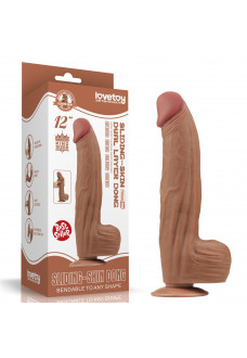 Коричневый фаллоимитатор 12 King Sized Sliding Skin Dual Layer Dong - 31 см.