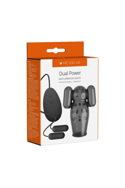 Черная вибронасадка для мастурбации Dual Power Masturbation Sleeve