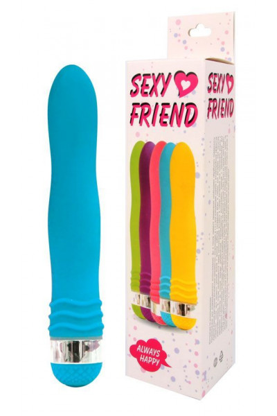 Голубой эргономичный вибратор Sexy Friend - 17,5 см.