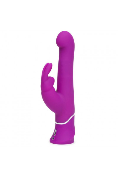 Фиолетовый вибратор с клиторальным стимулятором Beaded G-Spot Rechargeable Rabbit Vibrator - 24 см.