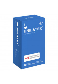 Классические презервативы Unilatex Natural Plain - 12 шт. + 3 шт. в подарок