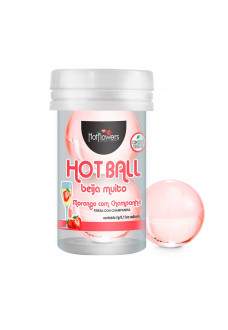 Лубрикант на масляной основе Hot Ball Beija Muito с ароматом клубники и шампанского (2 шарика по 3 гр.)