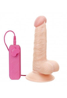 Реалистичный вибромассажёр с присоской и выносным пультом G-GIRL STYLE 6INCH VIBRATING DONG - 15,2 см.