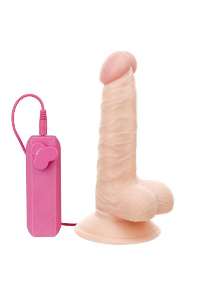 Реалистичный вибромассажёр с присоской и выносным пультом G-GIRL STYLE 6INCH VIBRATING DONG - 15,2 см.