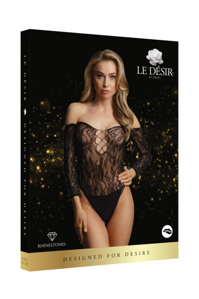 Пикантное боди Wonder Rhinestone Bodysuit с длинным рукавом