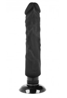 Черный вибратор на присоске Basecock Realistic Vibrator 2in1 - 20 см.