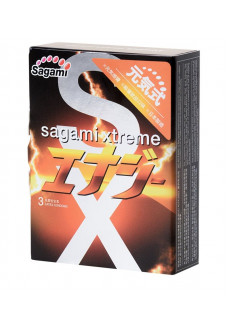 Презервативы Sagami Xtreme Energy с ароматом энергетика - 3 шт.