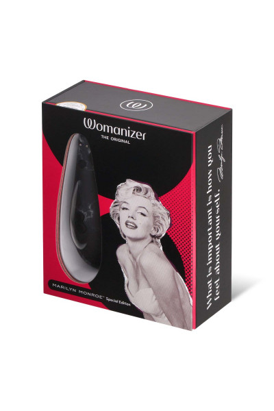 Черный бесконтактный клиторальный стимулятор Womanizer Marilyn Monroe Special Edition