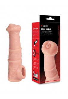 Телесная фантазийная насадка на член Cock Sleeve Size M