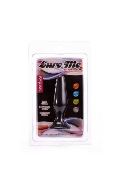 Чёрная анальная пробка с ограничительным основанием LURE ME Silicone Anal Plug - 12,1 см.