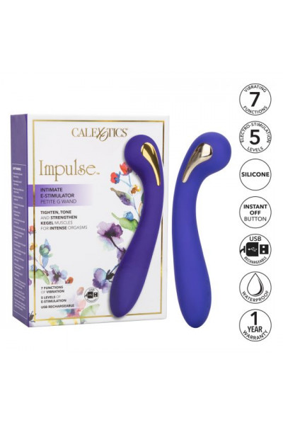 Фиолетовый вибромассажер с электростимуляцией Intimate Estim Petite G Wand - 19 см.