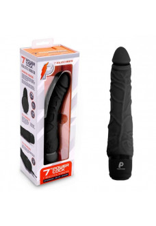 Черный вибратор-реалистик 7  Realistic Vibrator - 20 см.