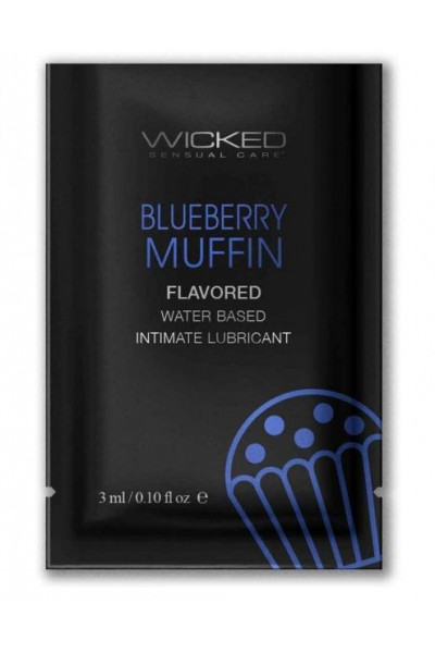 Лубрикант на водной основе с ароматом черничного маффина Wicked Aqua Blueberry Muffin - 3 мл.