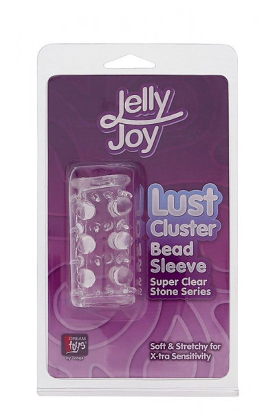 Прозрачная насадка на пенис с шипами и бугорками JELLY JOY LUST CLUSTER CLEAR