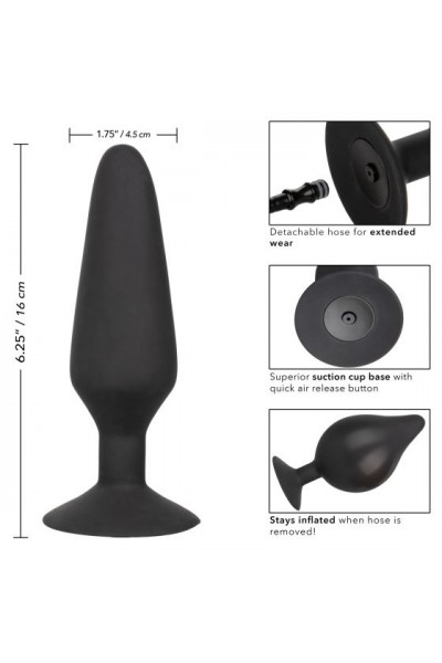 Черная расширяющаяся анальная пробка XL Silicone Inflatable Plug - 16 см.