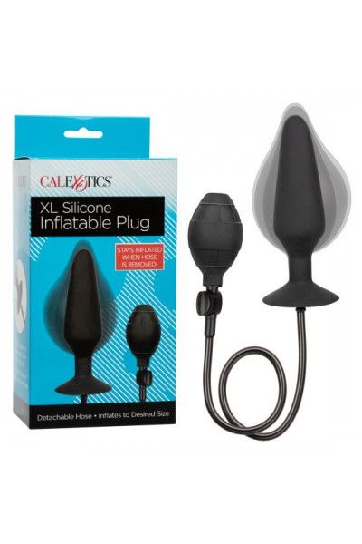 Черная расширяющаяся анальная пробка XL Silicone Inflatable Plug - 16 см.