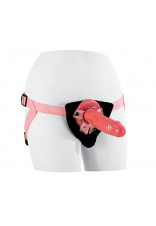 Женский страпон Shane s World Pink Harness with Stud - 19 см.