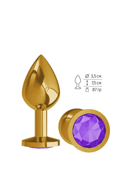 Золотистая средняя пробка с фиолетовым кристаллом - 8,5 см.