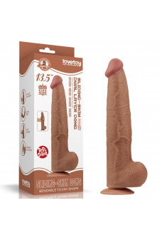 Коричневый фаллоимитатор 13.5 King Sized Sliding Skin Dual Layer Dong - 34 см.