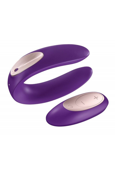 Фиолетовый вибратор для пар Satisfyer Double Plus Remote с пультом ДУ