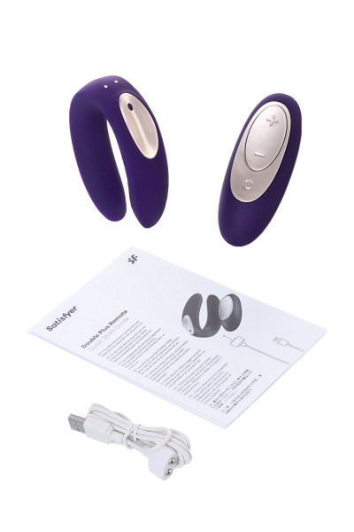 Фиолетовый вибратор для пар Satisfyer Double Plus Remote с пультом ДУ