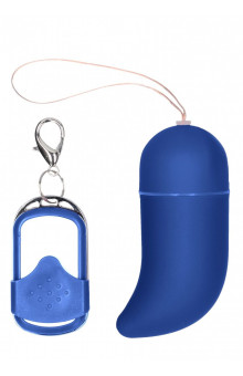 Синее виброяйцо Medium Wireless Vibrating G-Spot Egg с пультом - 7,5 см.